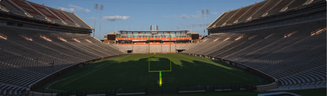 Clemson's football stadium sits empty, awaiting fans and competitors. 