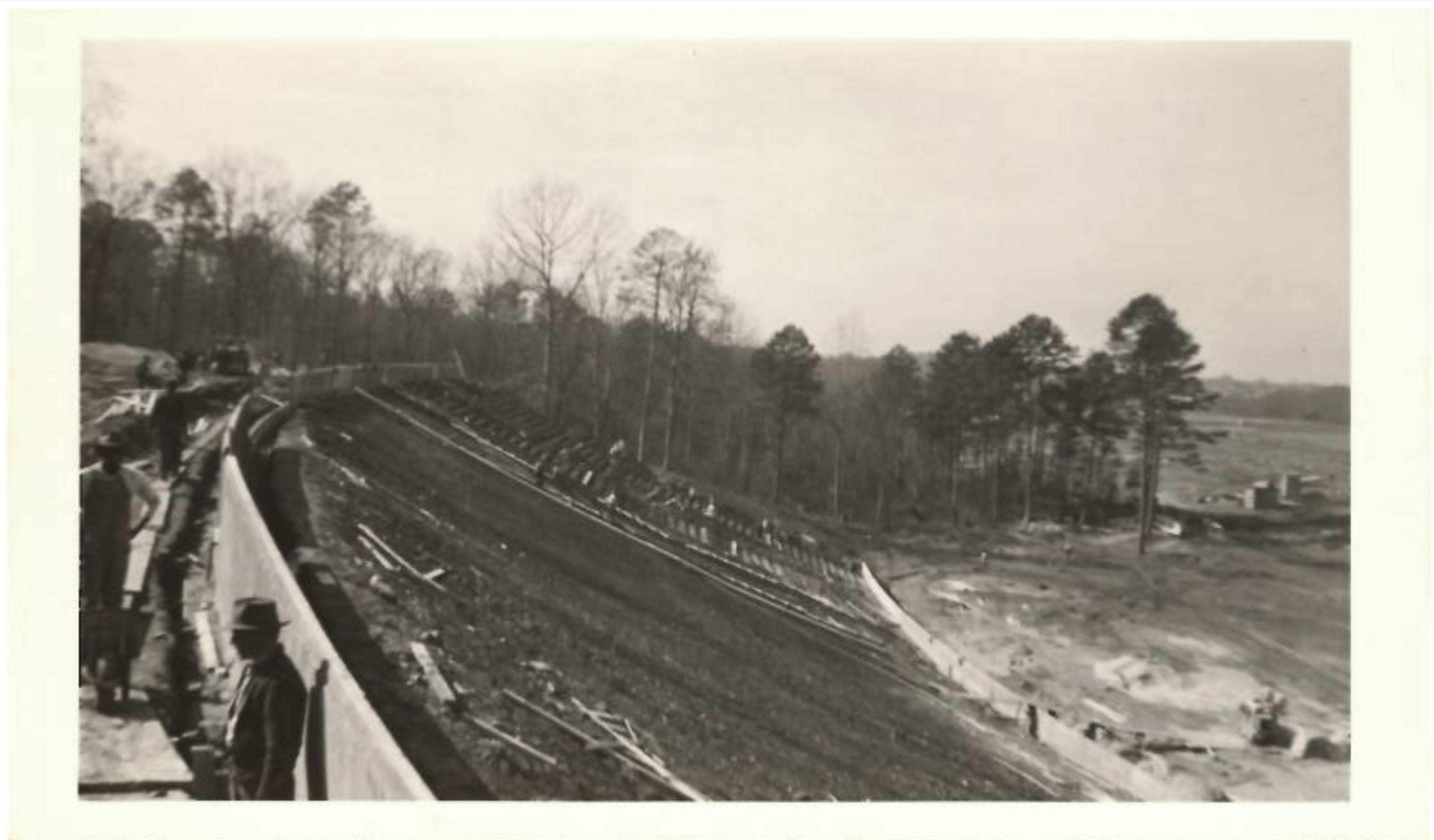 Building Memorial Stadium near Cemetery Hill in the early 1940s.