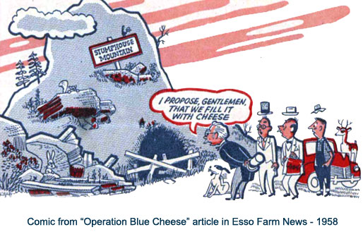 Comic from Operation Blue Cheese article in Esso Farms News 1958