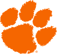 Clemson University Tiger Paw, orange on white background