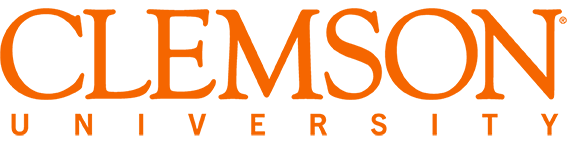 Clemson University Wordmark + Paw, orange on white background