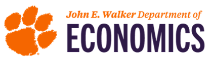 John E. Walker Department of Economics purple and orange logo with tiger paw.