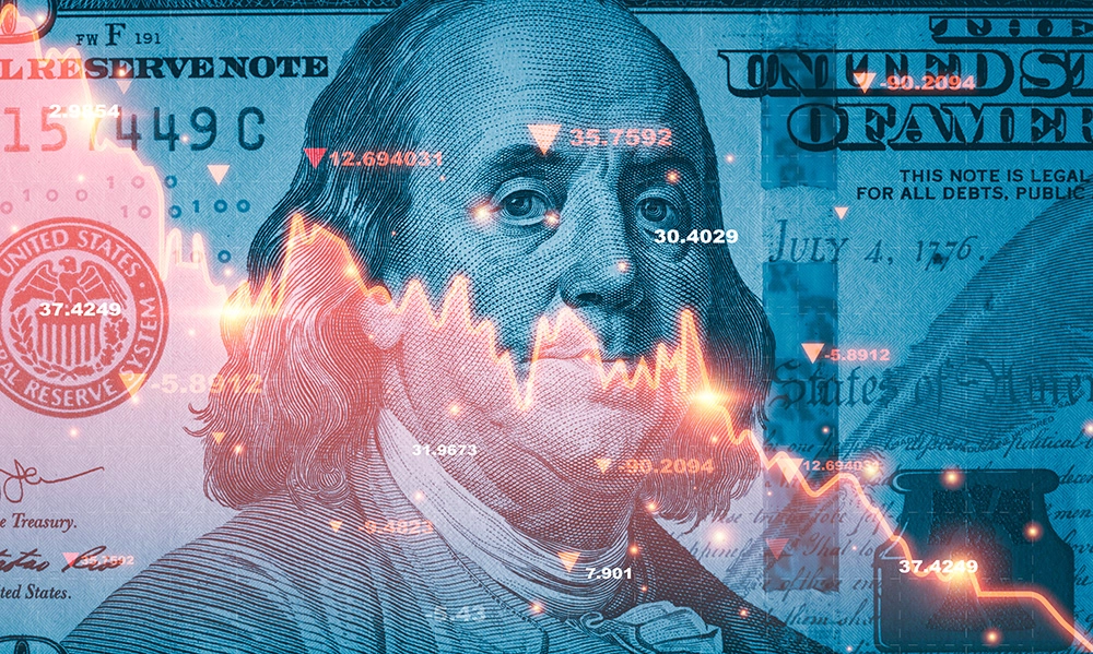 dollar bill with digital metrics displayed