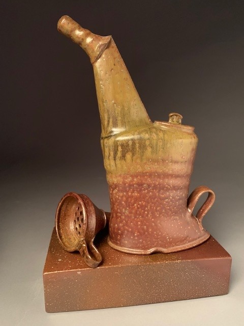 Robert Long | MFA 1990 | Oilcan Teapot & Funnel | Salt-fired to cone 10
