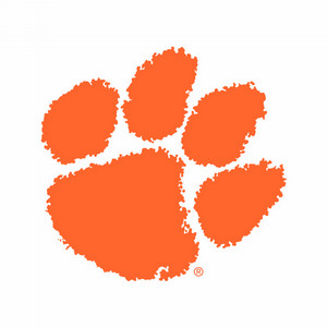 Clemson University logo featuring a distinctive orange paw print.