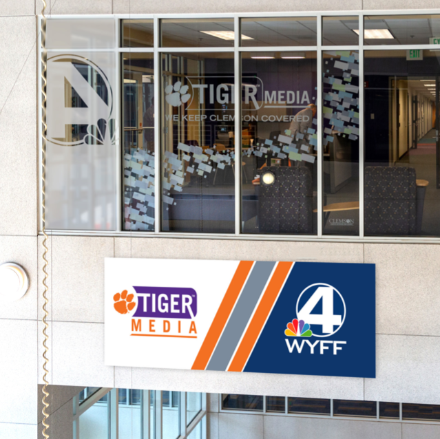 Photo of Clemson Tiger Media and WYFF office in the Hendrix center