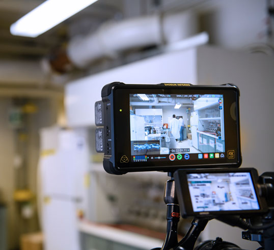Video camera interview inside lab