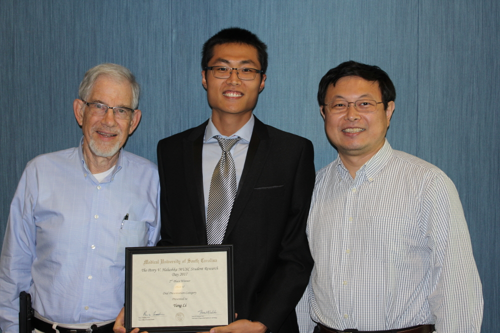 Yang Li, PhD candidate with award