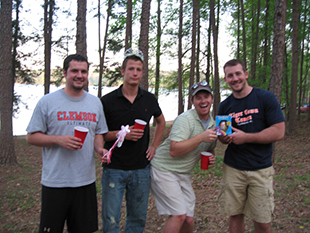 The winners from the egg toss and water balloon toss: Brandon Booth, Rob Crist, Joel Register, and Nolan Peevy