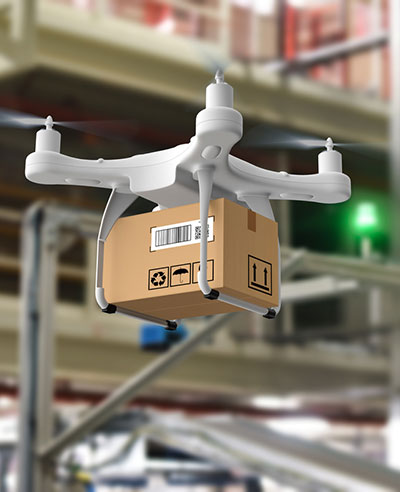 Drone being used in factory.