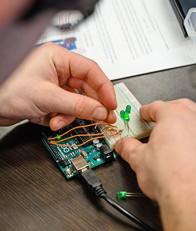 Up close of electrical circuit work