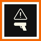 alert symbol over gun