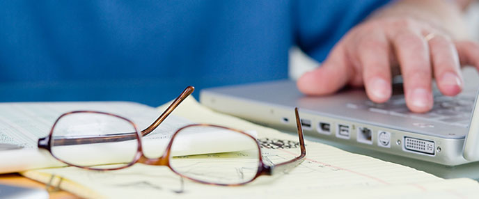 Computer on desk, employment at Clemson Univerity, Clemson, South Carolina