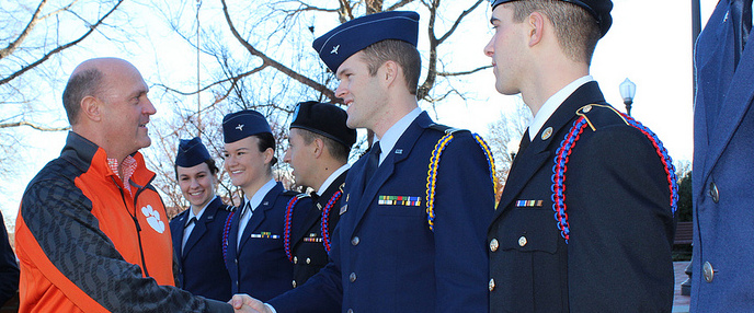 President and Mrs. Barker meeting with employees at Clemson Univerity, Clemson, South Carolina
