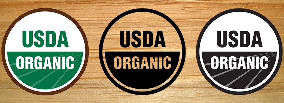 Display of the three compliant versions of the USDA Organic seal.  Click to go to USDA website to download artwork.