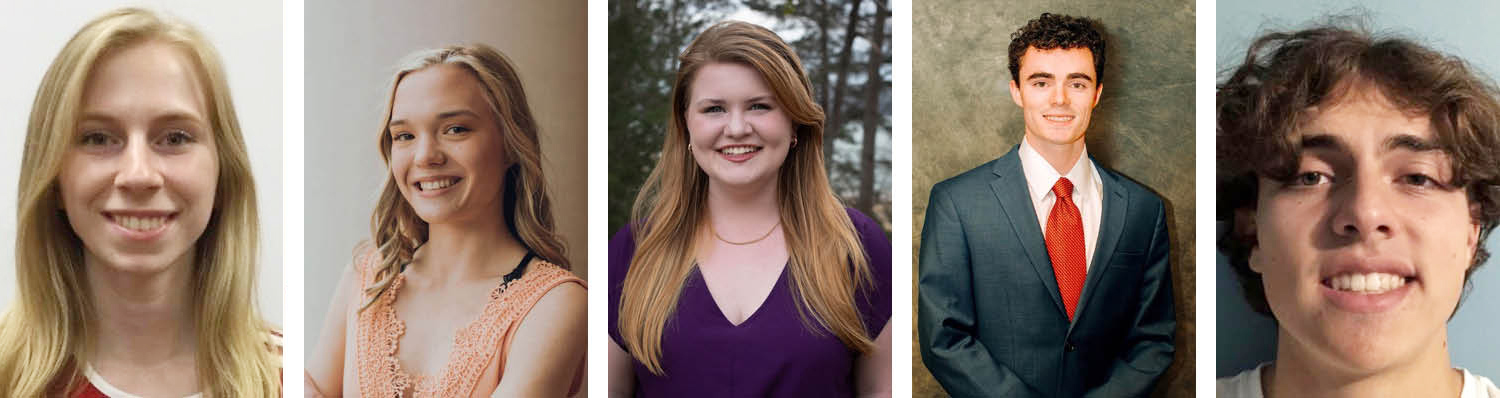 Headshots of Taylor Thames, Grace Holliday, Kori Hayes, Charles Henry and Andrew Fiorentino.