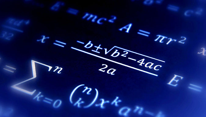 Decorative image of formulas on a blue-black background.