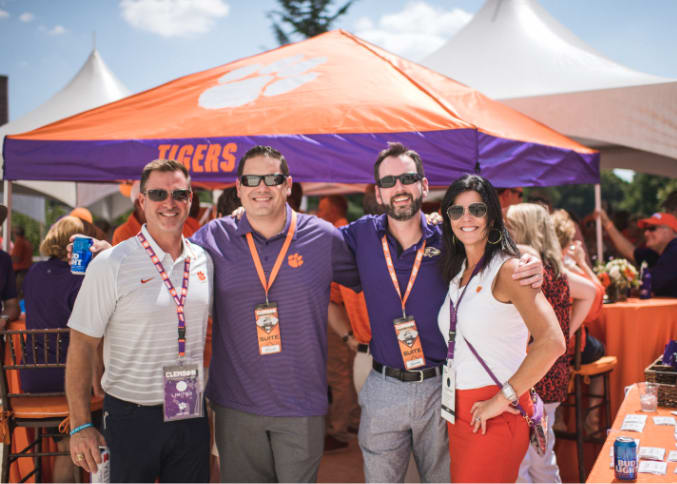 Alumni gathering at Clemson football tailgate