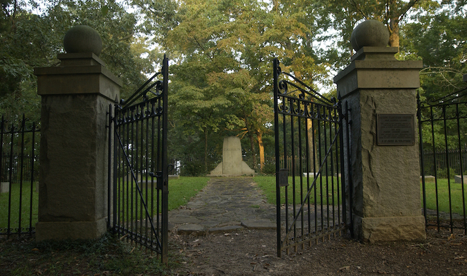 The family plot of A. P. Calhoun at the top of the cemetery.