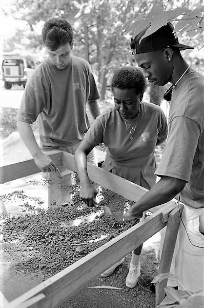 Students and volunteers work at the Cemetery Hill Archaeological Project.