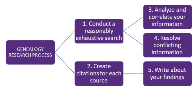 Overview of the genealogy research process.