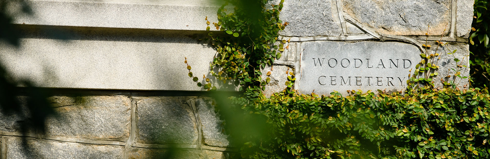 oodland Cemetery entrance sign