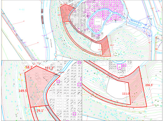 Maps of ground penetrating radar at Woodland Cemetery.