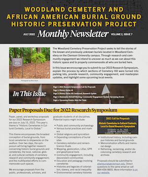 Front page of the July 2022 newsletter.