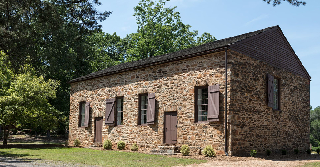 Modern photograph of Old Stone Church near Clemson University.