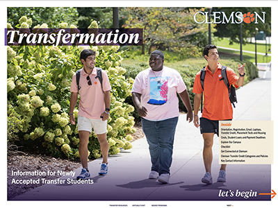 Transformation Newsletter from Undergraduate Studies at Clemson University, Clemson South Carolina