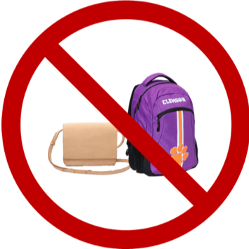No bookbags or purses
