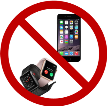 No   personal electronic devices such as smart watch, cell phone, iPad, or headphones