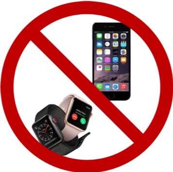 No personal electronic devices such as smart watch, cell phone, iPad, or headphones