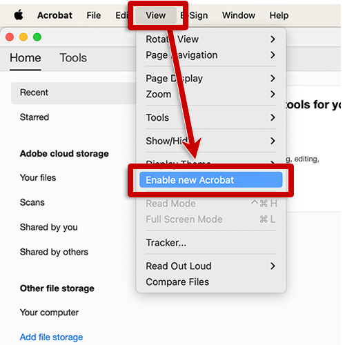 screenshot of adobe acrobat interface on a mac
