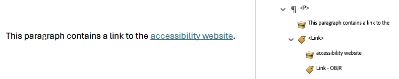 Screenshot of a paragraph tag containing a link tag