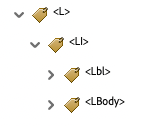 screenshot of adobe acrobat list tag tree