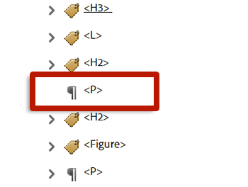 screenshot of adobe acrobat tag tree showing an empty tag