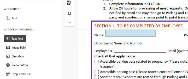 screenshot of adobe acrobat's create new form field tool