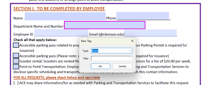 screenshot of adobe acrobat's new tag dialog