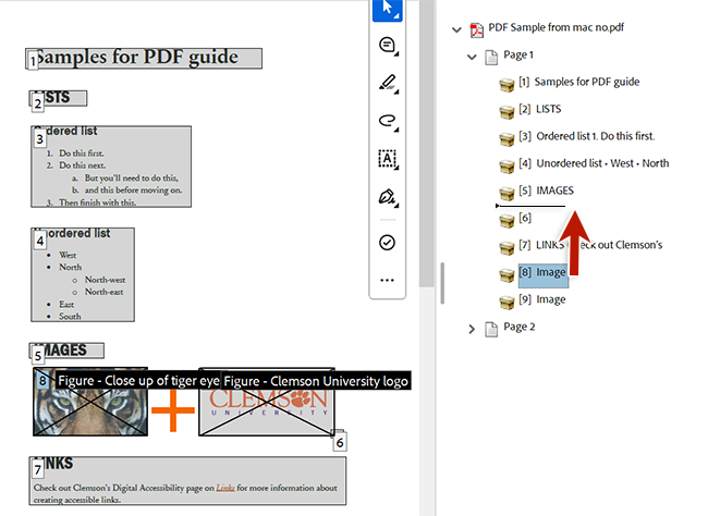 screenshot of adobe acrobat order panel