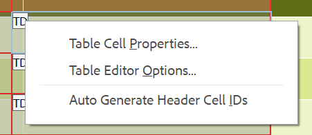 screenshot of the context menu from acrobat's table editor