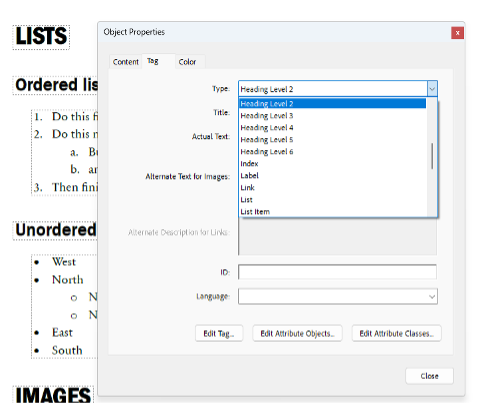 screenshot of adobe acrobat object properties dialog