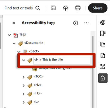 screenshot of adobe acrobat tag tree