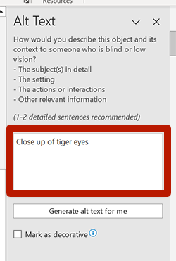 screenshot of the alt text dialog box in powerpoint
