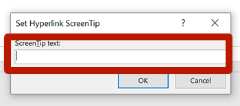 screenshot of the link screen tip dialog box in power point