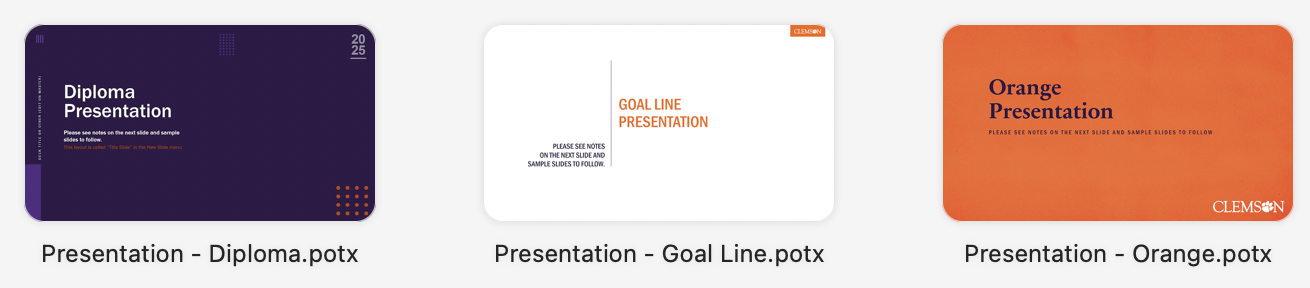 Screenshot of a variety of slide designs in PowerPoint for presentations.