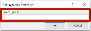 screenshot of the screen tip dialog box in microsoft word