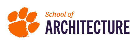 Sample Archetecture Wordmark, orange and purple on white background