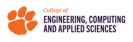 Sample College of Engineering, Computing and Applied Sciences Wordmark, orange and purple on white background
