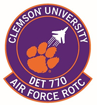 Clemson University Air Force ROTC logo featuring a paw print and a jet.